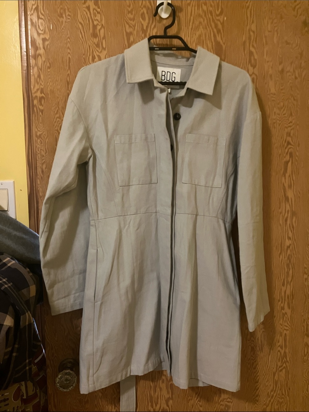 BDG Light Gray Collared Trench Coat